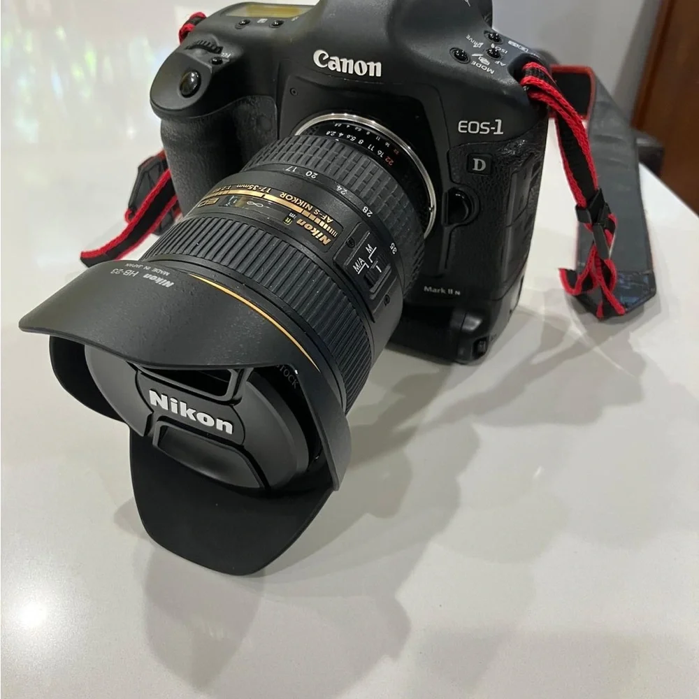 Canon EOS-1D DSLR Camera - Black with Red Strap